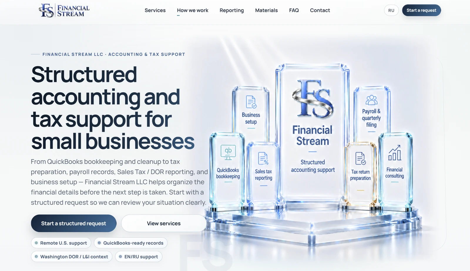 Financial Stream desktop view