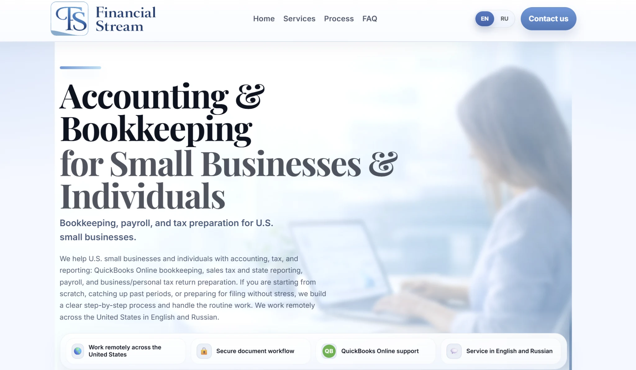 Financial Stream desktop view