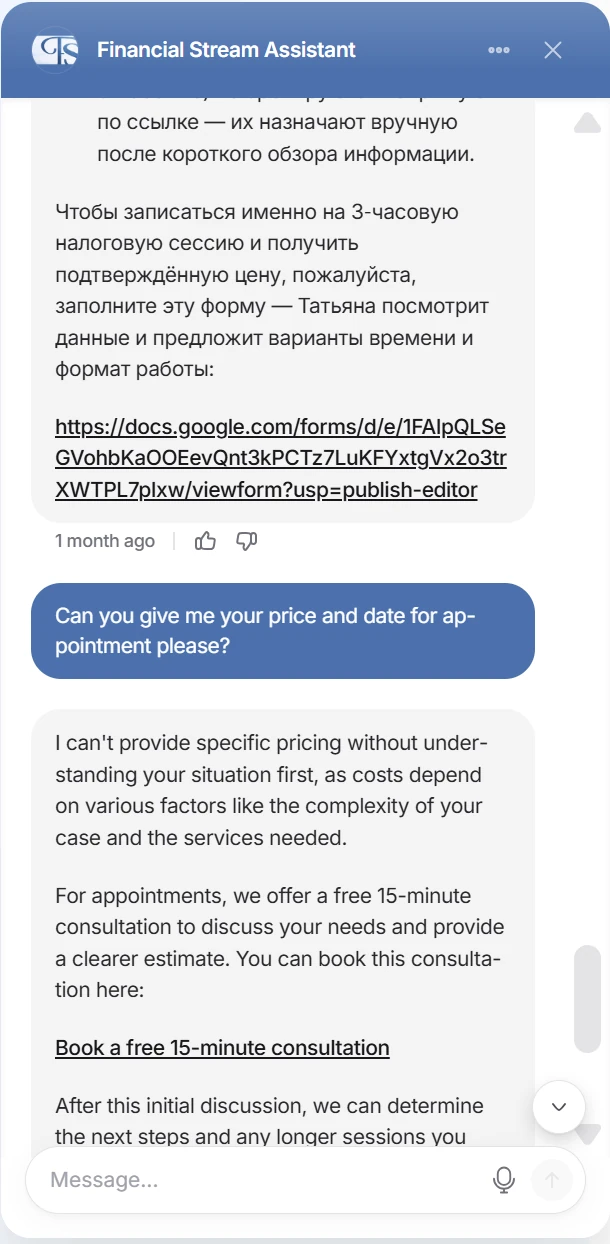 Financial Stream mobile view