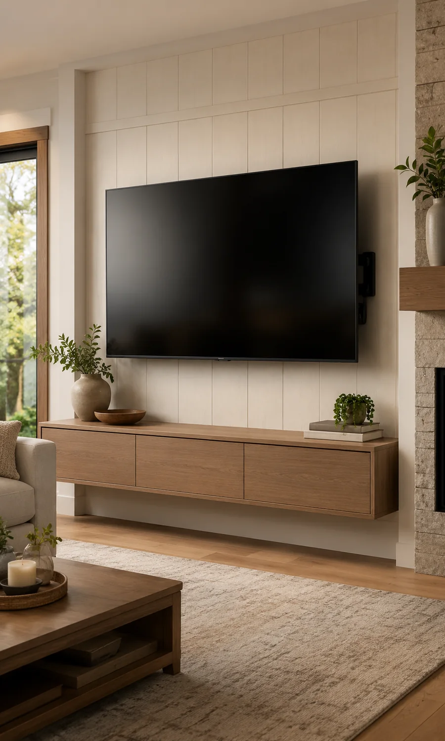 Concept example of television wall mounting